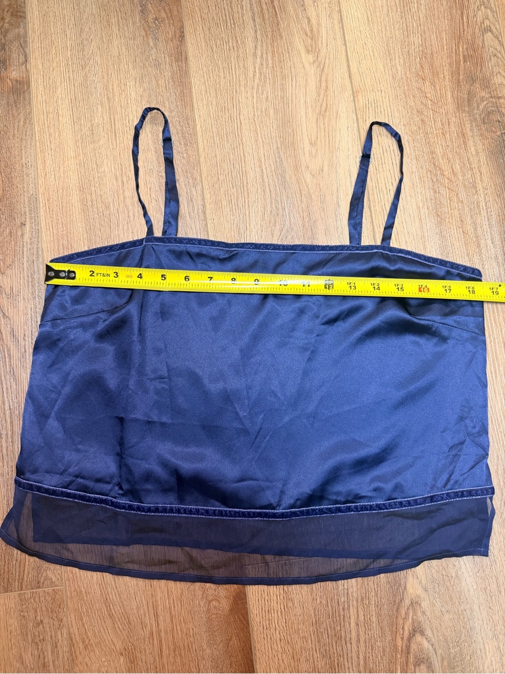 Vintage Victoria’s Secret Satin Mesh Hem Cami Y2K 90s Navy Lingerie Top M Date - Picture 9 of 12